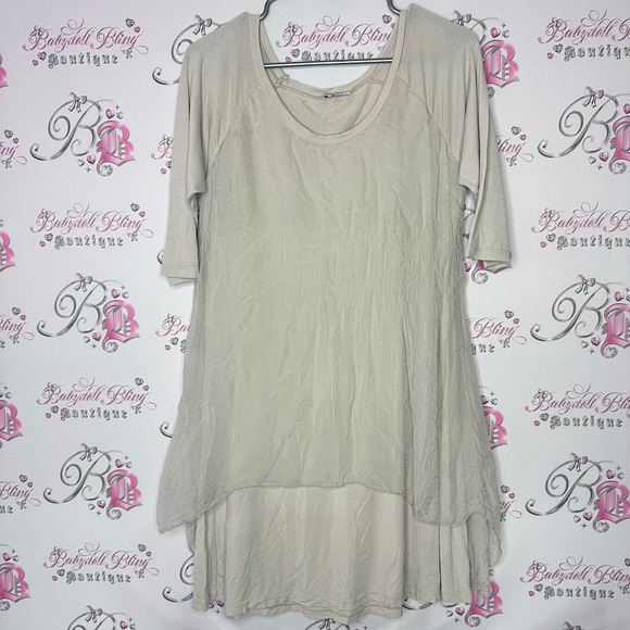 Angela Mara Italy dress grey tiered mesh with under slip soft buttery luxe - Picture 1 of 11